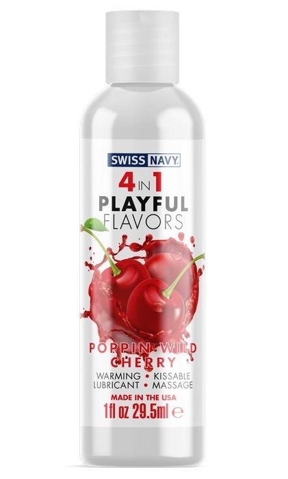 Массажный гель 4-в-1 Poppin Wild Cherry с ароматом вишни - 29,5 мл. - Swiss navy - купить с доставкой в Нижнекамске