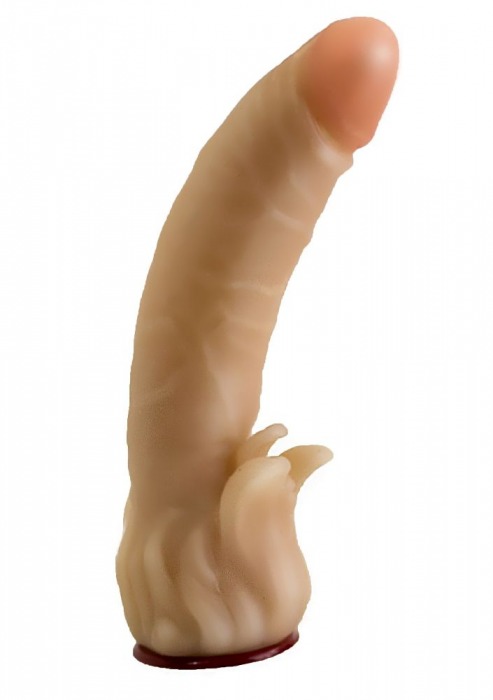 Телесная гелевая насадка-фаллос с клиторальными лепестками - 18,5 см. - LOVETOY (А-Полимер) - купить с доставкой в Нижнекамске