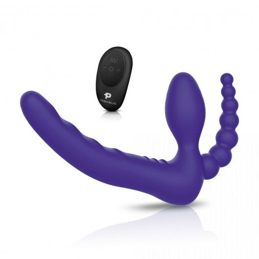 Фиолетовый безремневой страпон с пультом ДУ 7’’ Remote Control Strapless - 24 см. - Pegasus - купить с доставкой в Нижнекамске