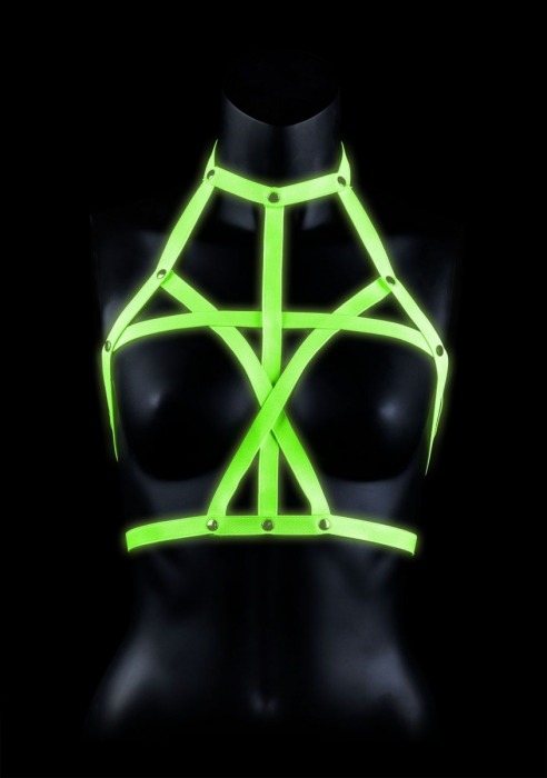 Портупея Bra Harness с неоновым эффектом - размер L-XL - Shots Media BV - купить с доставкой в Нижнекамске