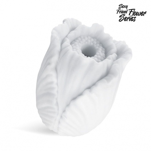 Белый нереалистичный мастурбатор в форме бутона цветка Tulips - 1137 - в Нижнекамске купить с доставкой