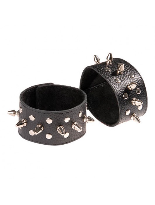 Чёрные напульсники с шипами и заклепками - Sitabella - купить с доставкой в Нижнекамске