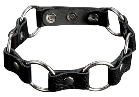 Кожаный черный ошейник с кольцами - Sitabella - купить с доставкой в Нижнекамске