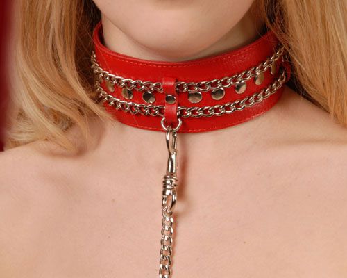 Красный ошейник с цепочками - Sitabella - купить с доставкой в Нижнекамске
