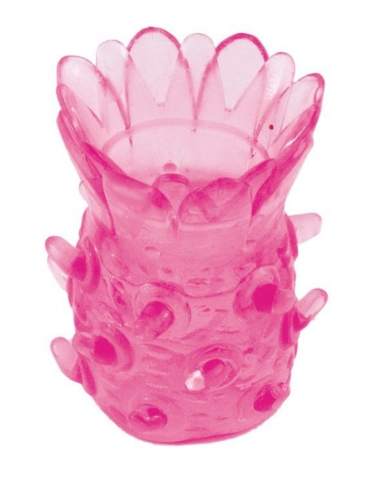 Розовая рельефная насадка на пенис - Toyfa Basic - в Нижнекамске купить с доставкой