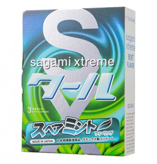 Презервативы Sagami Xtreme Mint с ароматом мяты - 3 шт. - Sagami - купить с доставкой в Нижнекамске