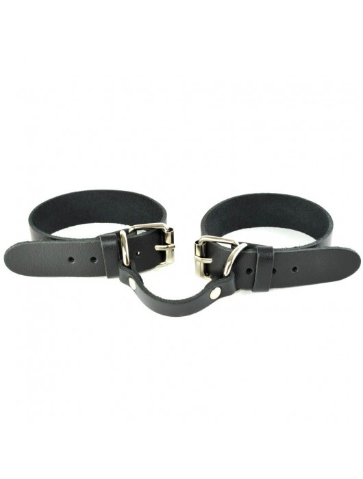 Черные кожаные наручники со съемной ярко-розовой опушкой - Sitabella - купить с доставкой в Нижнекамске