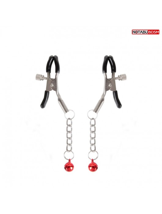 Серебристые зажимы на соски с шариками на цепочках - Notabu - купить с доставкой в Нижнекамске