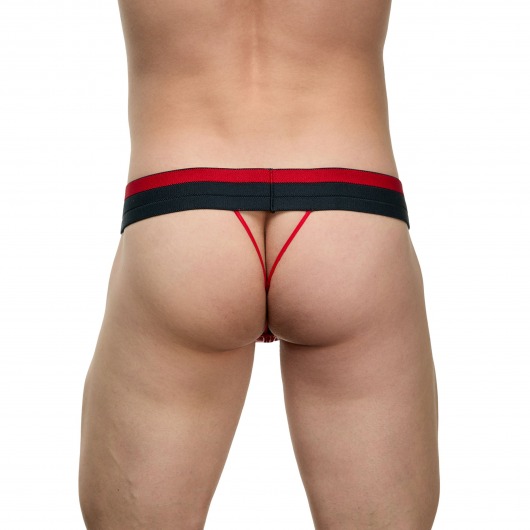 Мужские красно-черные лаковые трусы-стринги - La Blinque купить с доставкой