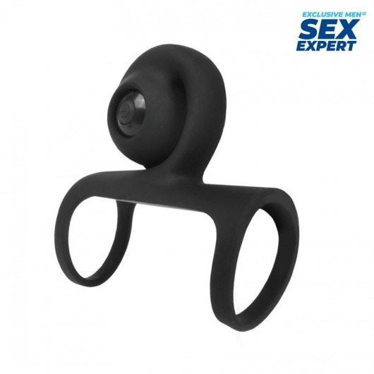 Черная вибронасадка на пенис Sex Expert - Sex Expert - в Нижнекамске купить с доставкой