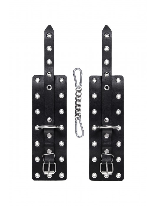 Черные кожаные однослойные наручники с люверсами - Pecado - купить с доставкой в Нижнекамске