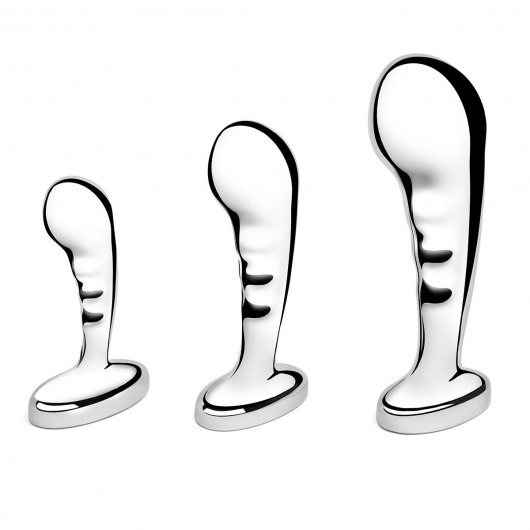 Набор из 3 стальных стимуляторов простаты Stainless Steel P-spot Training Set - b-Vibe - в Нижнекамске купить с доставкой