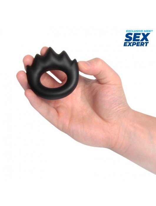 Черное эрекционное кольцо в форме пламени - Sex Expert - в Нижнекамске купить с доставкой