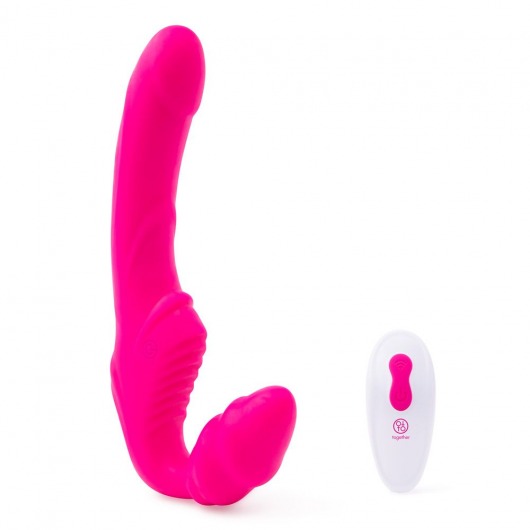 Розовый безремневой страпон на радиоуправлении Strapless Together - 22 см. - Together Toy - купить с доставкой в Нижнекамске