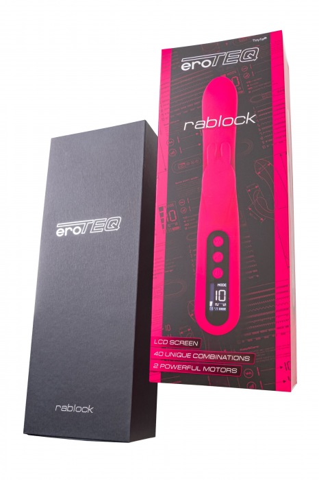 Ярко-розовый вибратор с клиторальной стимуляцией Rablock - 23,5 см. - ToyFa