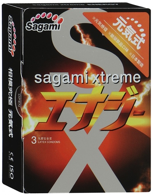 Презервативы Sagami Xtreme ENERGY с ароматом энергетика - 3 шт. - Sagami - купить с доставкой в Нижнекамске