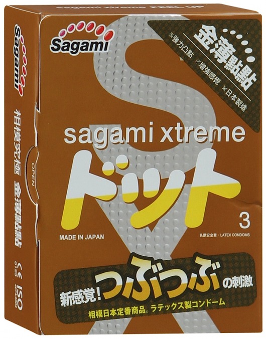 Презервативы Sagami Xtreme FEEL UP с точечной текстурой и линиями прилегания - 3 шт. - Sagami - купить с доставкой в Нижнекамске