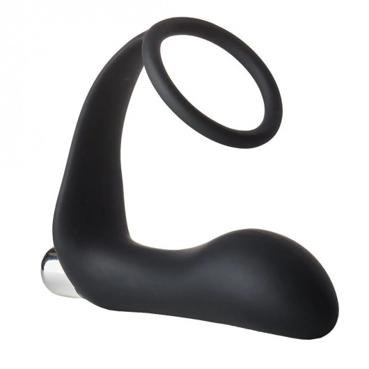 Черное эрекционное кольцо с вибропробкой Vibrating Anal Plug With Cockring - Dream Toys - в Нижнекамске купить с доставкой