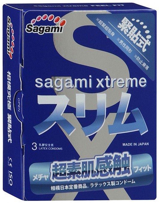 Розовые презервативы Sagami Xtreme FEEL FIT 3D - 3 шт. - Sagami - купить с доставкой в Нижнекамске