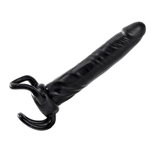 Чёрная насадка-фаллос для двойного проникновения INFLATABLE DILDO SLIM DONG  - 13,5 см. - Toyz4lovers - в Нижнекамске купить с доставкой