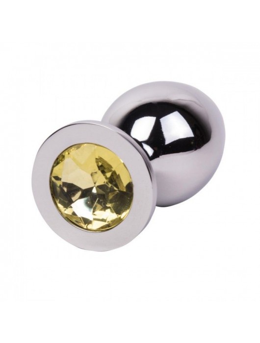 Большой стальной плаг с желтым кристаллом Sweet Lemon - 9,5 см. - Erotic Fantasy - купить с доставкой в Нижнекамске