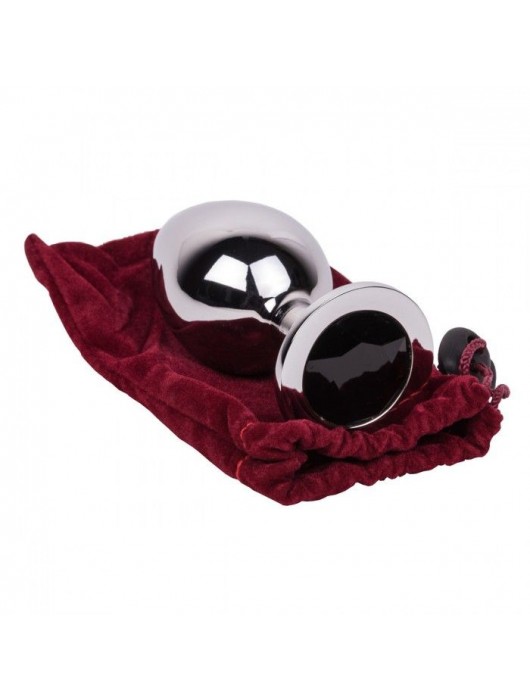 Большой стальной плаг с черным кристаллом Black Rave - 9,5 см. - Erotic Fantasy - купить с доставкой в Нижнекамске