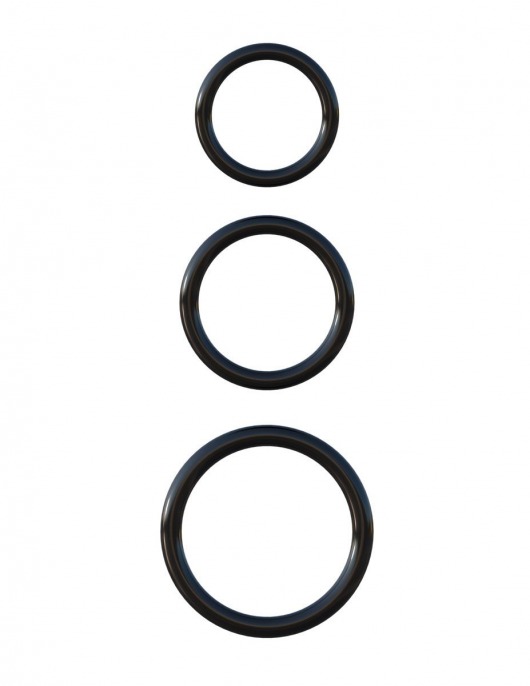Набор из трех черных эрекционных колец Silicone 3-Ring Stamina Set - Pipedream - в Нижнекамске купить с доставкой
