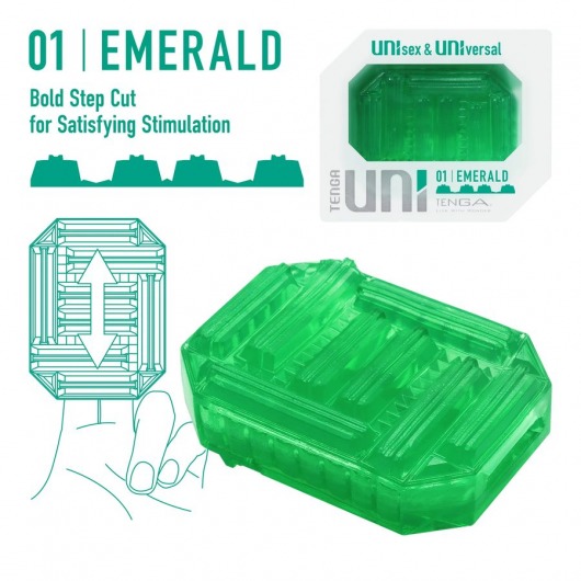 Зеленый мастурбатор-стимулятор Tenga Uni Emerald - Tenga - в Нижнекамске купить с доставкой