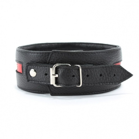 Черно-красный ошейник на пряжке - БДСМ Арсенал - купить с доставкой в Нижнекамске