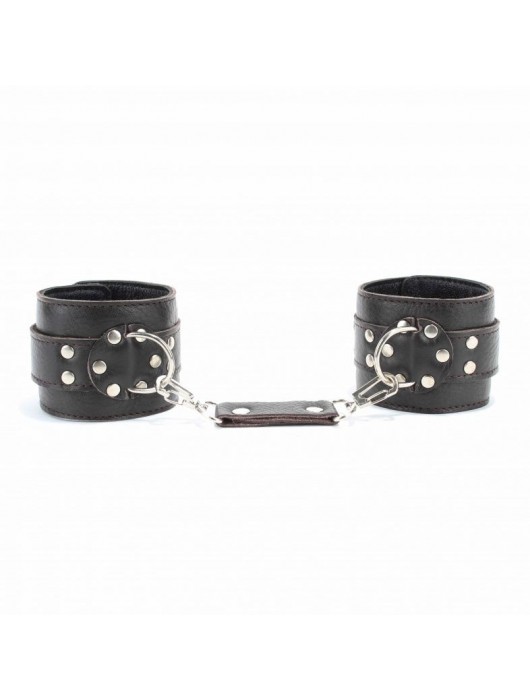 Коричневые оковы из мягкой кожи на металлической цепочке - БДСМ Арсенал - купить с доставкой в Нижнекамске