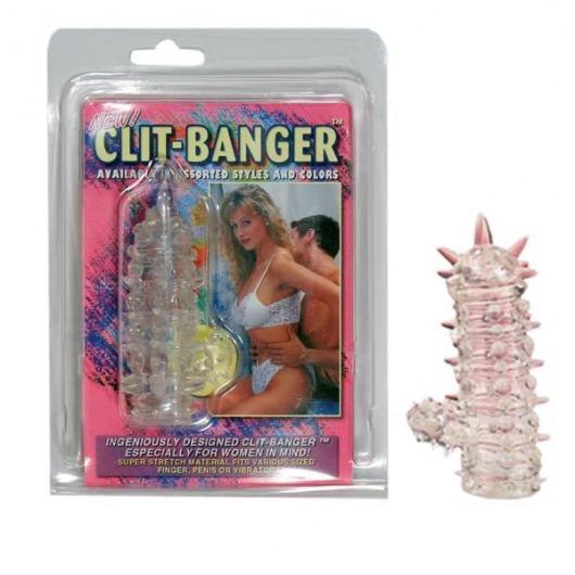 Прозрачная насадка с шипами и клиторальной шишечкой CLIT-BANGER SLEEVE IN CLEAR - Tonga - в Нижнекамске купить с доставкой