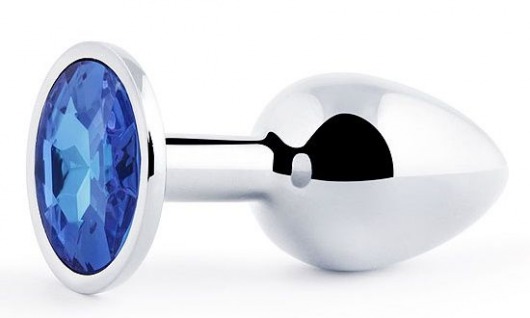 Анальное украшение BUTT PLUG  Small с синим кристаллом - 7 см. - Anal Jewelry Plug - купить с доставкой в Нижнекамске