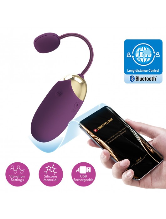 Фиолетовое виброяйцо Abner с управлением через приложение - Baile