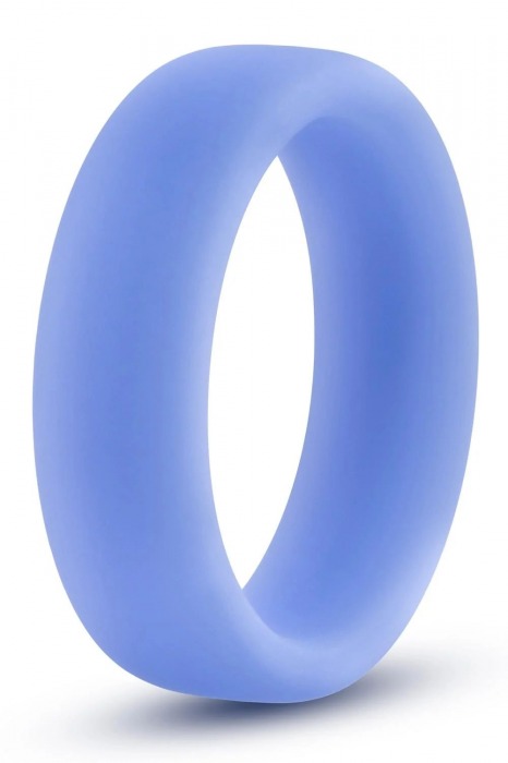 Голубое люминесцентное кольцо Silicone Glo Cock Ring - Blush Novelties - в Нижнекамске купить с доставкой