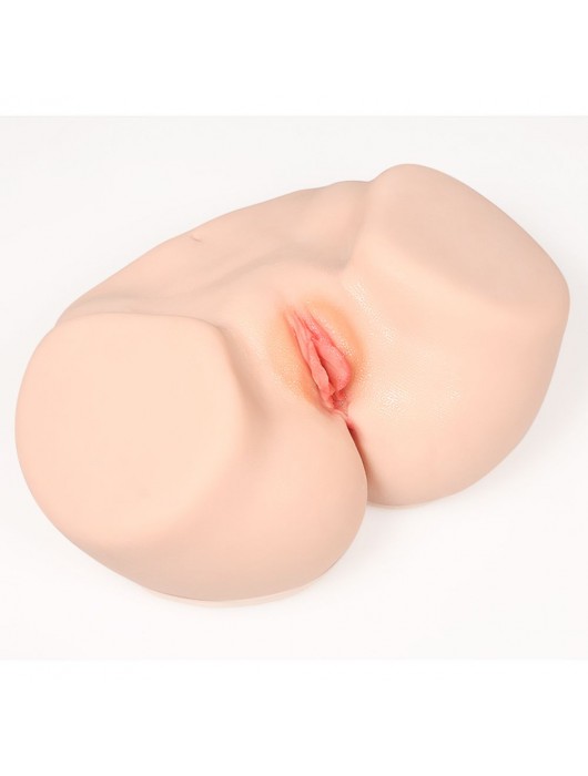 Телесный полуторс с двойным слоем материала и вибрацией Vanilla Onahole Real Vagina - KOKOS - в Нижнекамске купить с доставкой