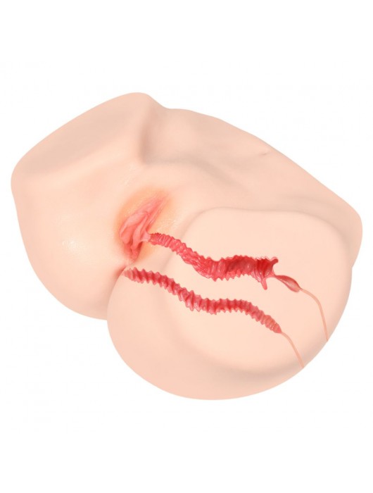 Телесный полуторс с двойным слоем материала и вибрацией Vanilla Onahole Real Vagina - KOKOS - в Нижнекамске купить с доставкой