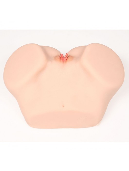 Телесный полуторс с двойным слоем материала и вибрацией Vanilla Onahole Real Vagina - KOKOS - в Нижнекамске купить с доставкой