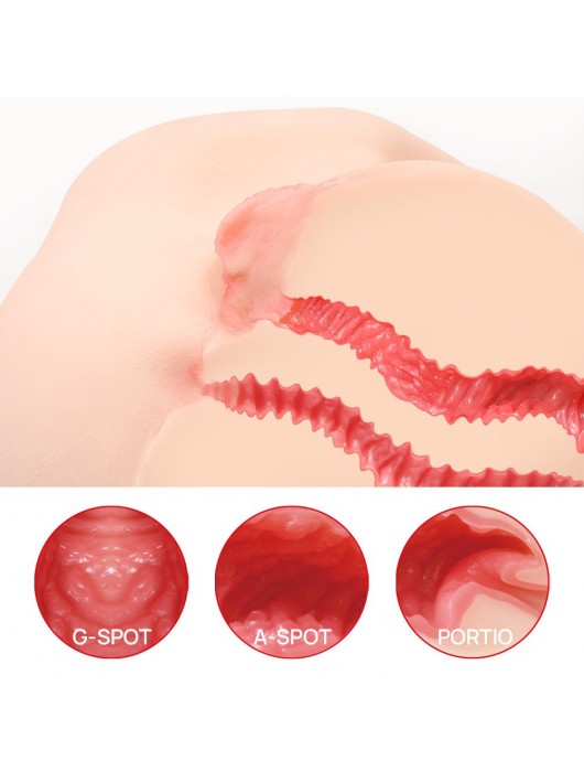 Телесный полуторс с двойным слоем материала и вибрацией Vanilla Onahole Real Vagina - KOKOS - в Нижнекамске купить с доставкой