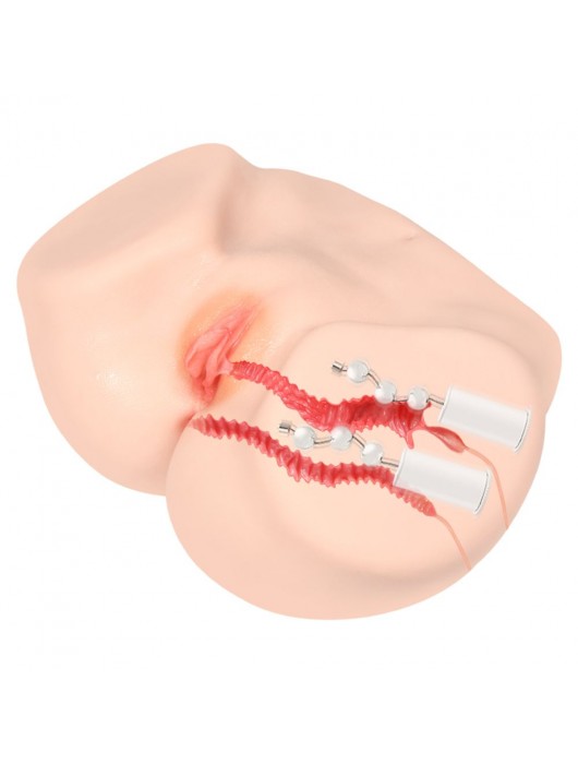 Телесный полуторс с двойным слоем материала и вибрацией Vanilla Onahole Real Vagina - KOKOS - в Нижнекамске купить с доставкой