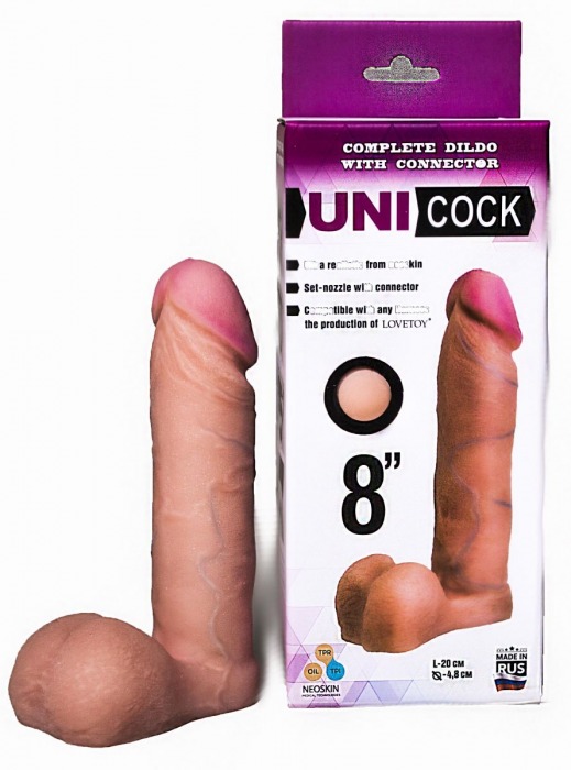 Фаллическая насадка для страпона UNICOCK 8  - 20 см. - LOVETOY (А-Полимер) - купить с доставкой в Нижнекамске