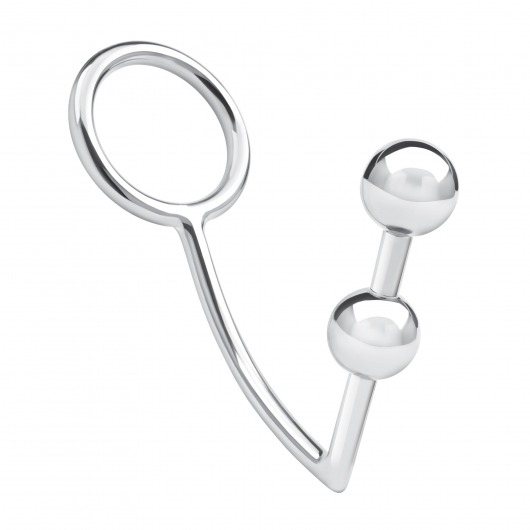 Кольцо на пенис с анальным стимулятором Two Bead Stainless Steel Anal Hook   Cock Ring - BlueLine - в Нижнекамске купить с доставкой