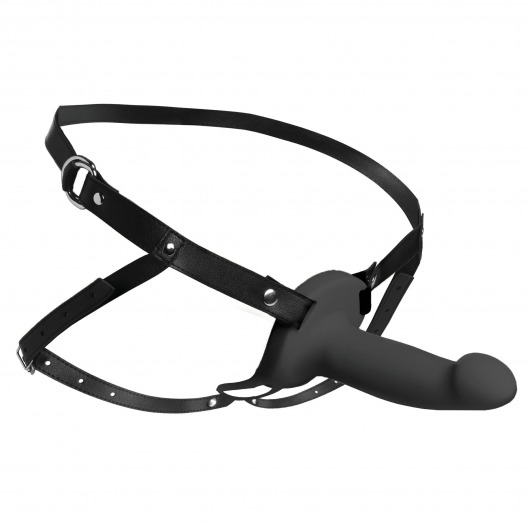 Черный полый страпон с вибрацией 2’’ Erection 28X Smooth Vibrating Silicone Penis Sheath - XR Brands - купить с доставкой в Нижнекамске