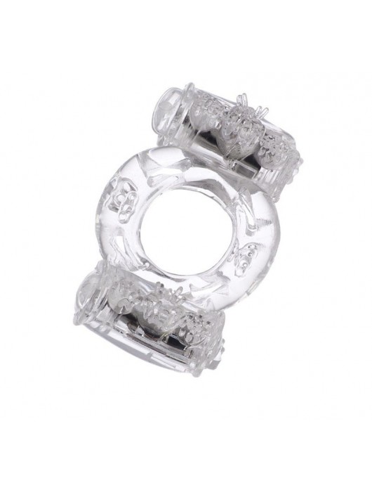 Прозрачное виброкольцо с двумя вибропульками - Toyfa Basic - в Нижнекамске купить с доставкой