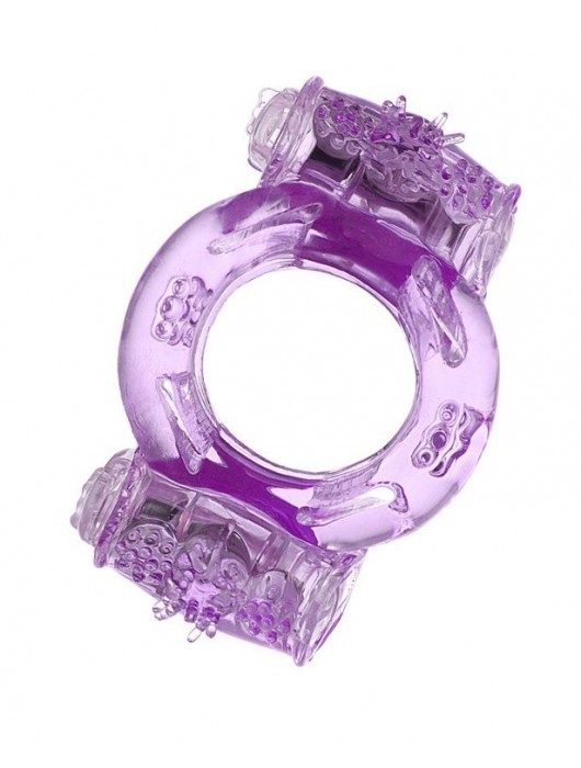 Фиолетовое виброкольцо с двумя вибропульками - Toyfa Basic - в Нижнекамске купить с доставкой