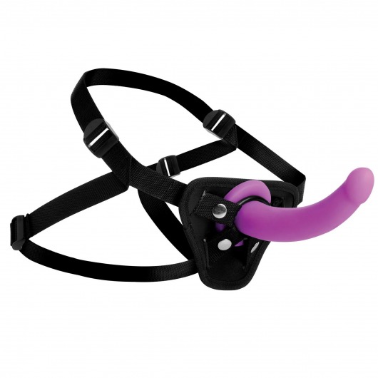 Лиловый поясной страпон Navigator Silicone G-Spot Dildo with Harness - 17,8 см. - XR Brands - купить с доставкой в Нижнекамске