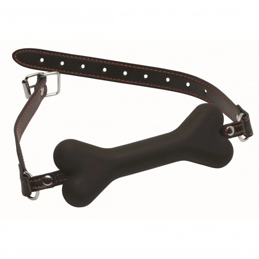 Черный кляп в форме косточки Hound Adjustable Dog Bone Gag - XR Brands - купить с доставкой в Нижнекамске