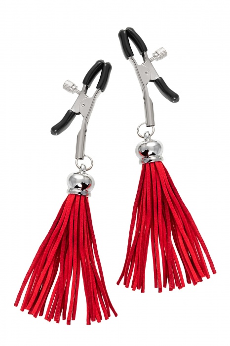 Зажимы на соски «Прищепки» с красными кисточками из замши - Pecado - купить с доставкой в Нижнекамске