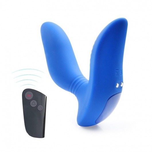 Синий вибромассажер простаты 3,5’’ Remote Control Curve P-spot Massager - 12 см. - Erokay - в Нижнекамске купить с доставкой