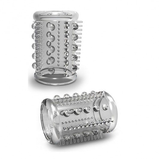 Прозрачная насадка с шипами и шишечками STAY HARD COCK SLEEVE 03 CLEAR - Blush Novelties - в Нижнекамске купить с доставкой