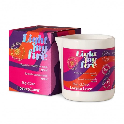 Массажная свеча Light My Fire с ароматом моной - 80 мл. - Love to Love - купить с доставкой в Нижнекамске